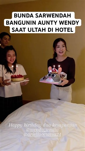 BUNDA SARWENDAH BANGUNIN AUNTY WENDY SAAT ULTAH DI HOTEL #sarwendah #sargio #mamio #papio #rubenonsu
