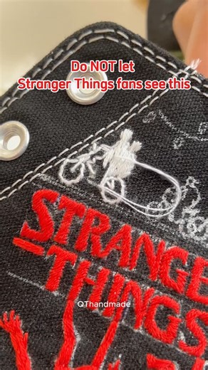 Custom Converse Design on Instagram: "🤩🤩 Stranger Things Custom Converse #embroidery #customshoes #strangerthings #qthandmade #strangerthingsfan"