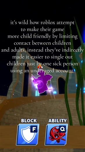 short rant, tbh it’s just upsetting because roblox has always had issues with adults grooming or exploiting minors, even children, and this has just made it so much easier to target a young audience, and if parents are aware of the new restriction rules, they might think it’s safe to not monitor their child as much because surely “adults can’t talk to my child” when in reality someone could fake verify or buy an underage account and exploit that child. like sure the lobbies are dry for anyone ov