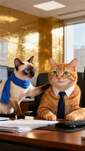 Mittens first day at Feline Corp❤️😍#shorts #cat