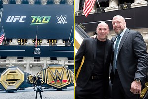 Dana White has a new title after posing with Triple H at £17bn UFC-WWE merger