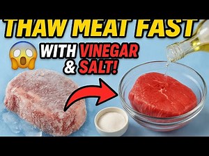 "Thaw Frozen Meat in Minutes with Vinegar & Salt! 😱 Kitchen Hack Revealed"