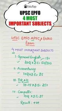 UPSC EPFO Important Subjects 2026 | UPSC EPFO EO AO & APFC Most Important Subjects to Prepare
