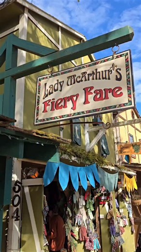 Lady MacArthur Fiery Fare, Booth 503 has the stuff to surely warm you in these months! One of our English guards tried his hand at the spice, it did not go well... #renfest #renaissancefestival #renfaire #texasrenaissancefestival #trf #hotsauce | Texas Renaissance Festival