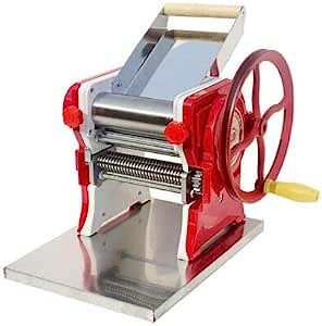 CNCEST Pasta Maker, Manual, Red, Stainless Steel & Iron, Noodle Maker Roller Machine, 0.5-5mm Thickness, 16cm Width, 5-10 People