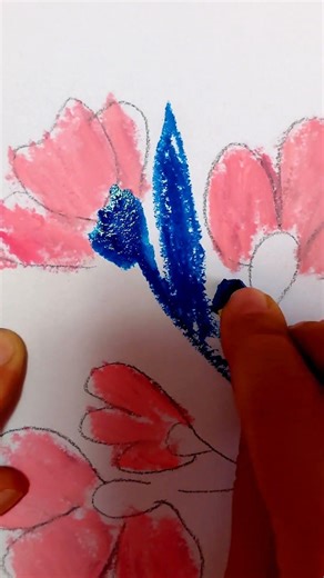 Drawing Pink Flowers with Pastels #art #drawing #flowers #pastel