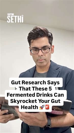 Saurabh Sethi on Instagram: "5 Powerful Fermented Drinks That Can Skyrocket Your Gut Health (Backed by Science) 🚀🚨 Fermented drinks aren’t just trendy — they’re backed by science for their incredible gut health benefits. In this video, Dr. Sethi, a Harvard & Stanford-trained gastroenterologist, reveals 5 fermented drinks that can skyrocket your gut health by improving your gut microbiome, reducing bloating, and enhancing digestion. 💡 Struggling with bloating, sluggish dig