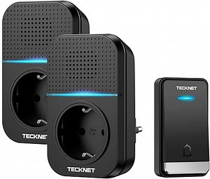 𝐓𝐄𝐂𝐊𝐍𝐄𝐓 Funkklingel Batterielose mit Steckdose, Wasserdicht Steckdosen Türklingel Funk, mit LED-Anzeigen, 400m Drahtloses Kabellose Türklingel, 60 Melodien Reichweite von 5 Lautstärken