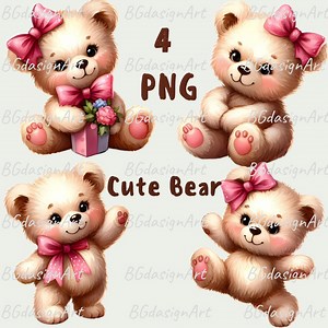 4 PNG Cute Bear, Watercolor, Teddy Bear Clipart, Bear PNG Teddy Bear Clipart, Commercial Use - Etsy