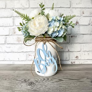 Oh Boy Script Baby Shower Mason Jar Tags: DIY Centerpiece Decoration - Etsy