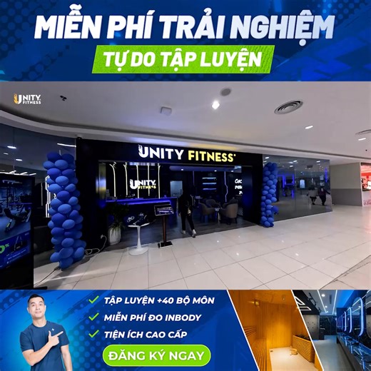 🔥 NHẬN NGAY GÓI TẬP LUYỆN MIỄN PHÍ 👉 Đăng ký là tập ngay - Không phát sinh phí 🎁 TẶNG NGAY 2 buổi tập 1:1 cùng HLV Bắt đầu hành trình thay đổi bản thân với chi phí cực hời, tận hưởng ngay: ✅ Phòng tập chuẩn quốc tế, không gian SANG - XỊN - MỊN ✅ Tập luyện không giới hạn: Gym, Yoga, Group X & hơn thế nữa ✅ Tập luyện toàn thời gian ✅ Cộng đồng năng động, tích cực, truyền cảm hứng ✅ Sử dụng mọi tiện ích hoàn toàn MIỄN PHÍ 📍 UNITY FITNESS - Hệ thống phòng tập ngay gần bạn 👉 Đăng ký ngay để nhận