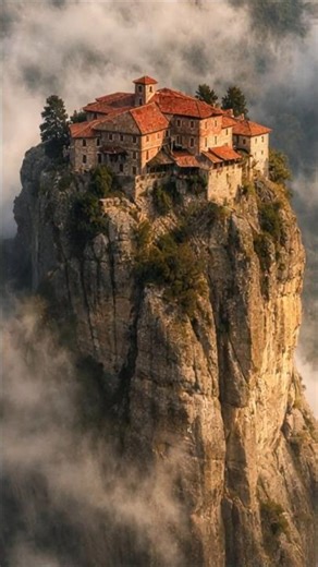 Ces monastères flottent dans le vide.