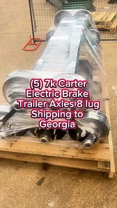 (5) 7k Carter Electric Brake Trailer Axles 8 lug Shipping to Georgia . Www.trailerpartsunlimited.com 844-898-8687 631 TX 75 N Huntsville TX 77320 #trailerpartsunlimited #trailertires #wheelsandtires #axlekits #trailerkits #trailerparts #worldwideshipping #customerorders #LEDLights #trailerkits #wholesaledeals #traileraxles #trailertires #wheelsandtires #upgrade #hotshottrucking #trucking #hauling #carteraxles #dexteraxles #trailerparts #bestprices #hauling #trailerrepair #georgia | Trailer Parts
