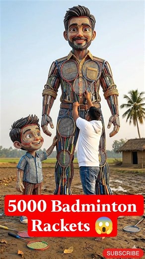 5000 Badminton Rackets 😱 #shorts #papa #ytshorts #craftwork #hardworkworks