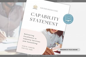 Editable Business Capability Statement Template,capability Statement for Government Contracting,small Business Marketing Bi-fold Flyer,canva - Etsy Australia