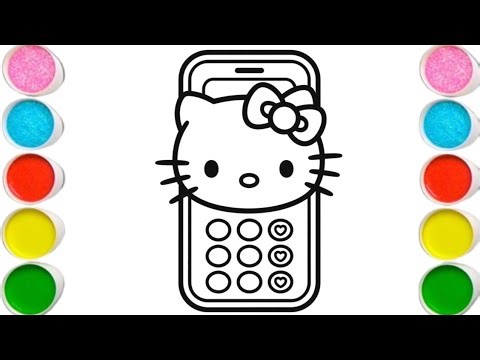 Hello Kitty telephone Drawing, Painting and Coloring for Kids and Toddlers, Let's Draw Together