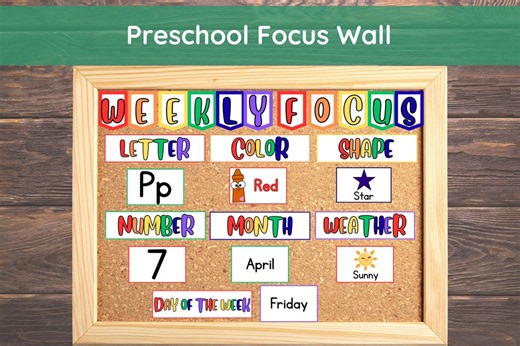 Preschool Focus Wall Printable, Daycare Circle Time Board, Homeschool Learning Board Classroom, Circle Time Calendar Color Morning Board - Etsy