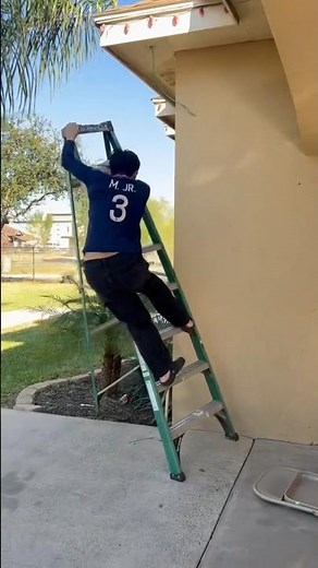 Pretended to fall off a ladder to prank my friend—his reaction was priceless 😂#Prank