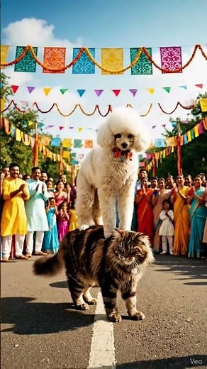 Cat & Dog Street Circus Show | Amazing Animal Performance That Delights the Crowd!#cat #dog #kitten