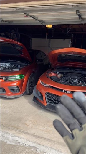 This duo is unmatched😳 #camaro #chevy #hellcat #shorts #funny