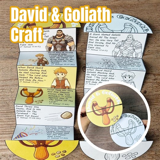 David and Goliath Craft, Folding Surprise Craft, Moses Story for Kids, Bible Printable Activity, Sunday School, VBS, Homeschool, Christian - Etsy