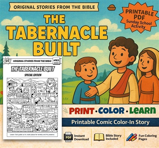 The Tabernacle Built A4 Bible Comic Coloring Page | Sunday School Craft | Bible Study for Kids | Children’s Church Activity | Exodus 35–40 - Etsy