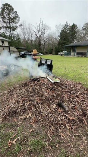 Seasonal Yard Maintenance: Fall Leaf Pile Burning. #farming