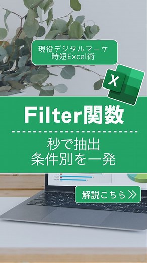 デジママ | Excelでデキる私に！ on Instagram: "Excelでコピペ作業、もう卒業しませんか？Filter関数なら一瞬で必要なデータを抽出できます。 @dejimama_excelでは、育児も家庭もあきらめない！家庭ｘ仕事を両立するExcel術を配信しています。 「同じカテゴリのデータを手作業でコピペ…」そんな時間のかかる作業は、ExcelのFilter関数で即解決。 表全体を選択し、抽出したい列と条件を指定するだけで、必要なデータが瞬時に取り出せます。 条件を変えれば、別カテゴリの抽出もすぐ完了。もう繰り返し作業に時間を奪われません。 ほかのExcelテクもチェック >>> @dejimama_excel Excelで"できる私"に | デジママ流スキルUP✨️ 🟢Excel苦手でもOK！ 🟢初心者にもわかりやすく発信 🟢仕事も家庭も効率化！ 🟢Excel時短術でスキルUPしたい 🟢使いこなして自信と余裕のある毎日へ 頑張る人が励まし合える場所。フォローして一緒にスキルUP✨️😀 #Excel #エクセル関数 #エクセル時短術 #時短ワザ #FILTE