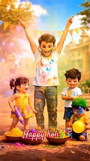 Holi vibes with pure joy and colors everywhere! 🌈✨ #kids #viral #holispirit