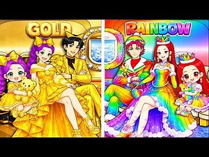 K-Pop Demon Hunters Gold Family vs Rainbow Family Battle | DIY Fashion Paper Dolls