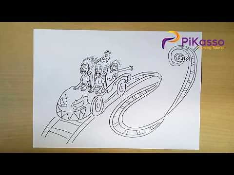 How to Draw a Roller Coaster step by step
