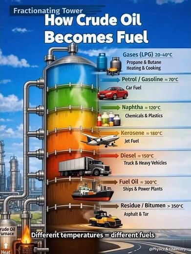 Ever wondered how crude oil turns into petrol, diesel, and jet fuel?