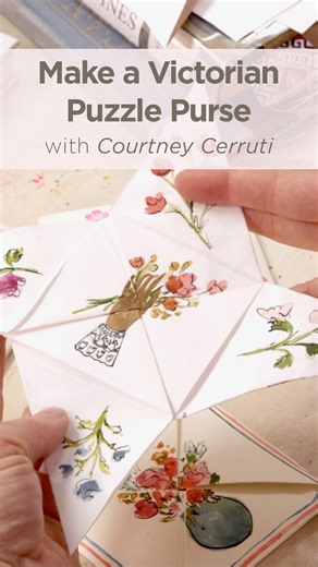 Creativebug on Instagram: "♡ Special Saturday class release! ♡ Make your tokens of love even more special by folding and painting a Victorian Puzzle Purse. Artist and educator Courtney Cerruti (@ccerruti ) is a big fan of the form which originally appeared in the early 1700’s and was popularized in the Victoria era. Use stamps and tempera sticks to decorate your paper, then learn tricks for easilly assembling this classic form. 🔗 in our shop grid for the tutorial. Perfect for your valentines an