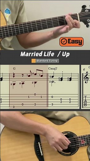 Married Life / Up (Easy Guitar) #guitar #guitartab #fingerstyleguitar