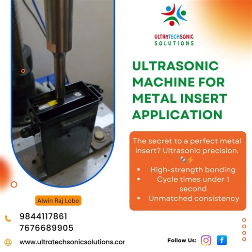 Why risk loosening with heat or struggling with manual presses? Ultrasonic insertion creates a molecular bond stronger than the plastic itself. Our machines offer programmable depth control, real-time monitoring, and seamless integration for a leaner, more reliable manufacturing process. Strength redefined. Contact Us: 9844117861 | 076766 89905 #UltrasonicInsertion #MetalInsertMolding #UltrasonicWelding #InsertMolding #PlasticAssembly #UltrasonicTechnology #EmbeddedInserts | Ultratechsonic Solut