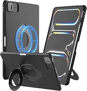 Nillkin for iPad Pro 13 inch Case 2024 (M4) with Apple Pencil Holder and Slide Camera Protective Cover, Black Slim Case with Adjustable Magnetic Stand, Multiple Viewing Angles