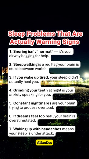 😳 These Sleep Problems Aren’t ‘Normal’ — Here’s Why #SleepProblems #HealthAwareness #BodySignals #Sleep #WarningSigns #fblifestyle #viralchallenge #fypシ | SauDos