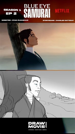 Blue Eye Samurai storyboard vs final animation comparison #anime #shorts #art #animation