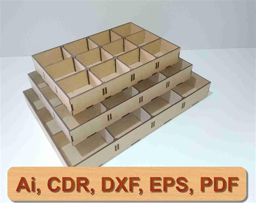 DIGITAL FILE of Laser Cut Stackable Tray - Customizable Compartments, 3 Sizes - Etsy