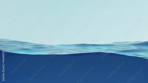 Looped animation. Water Surface Waving. Modern colorful wallpaper. Clear Blue Water. 3d render