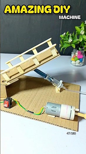 DIY Hydraulic Lift Machine Using Syringe & DC Motor | Amazing Cardboard Project