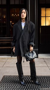 35K views · 259 reactions | Relaxed tailoring. Tontawan seen at New York Fashion Week.�Shop the look. Tu wears the Double-Breasted Wool Gabardine Blend Blazer from Calvin Klein Studio. Styled with the Flocked Logo Graphic Tee, Scuba Structured Mini Skirt, Drawstring Crossbody Bag and Vamsy Stiletto Boots. | Calvin Klein | Facebook