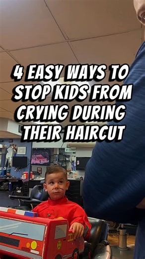 Kids Haircuts Made Easy! on Instagram: "💈 4 Easy Ways to Stop Kids From Crying During Their Haircut 1️⃣ Demonstrate on a parent first. Let kids watch you cut Dad or a sibling’s hair to help them understand the process. 2️⃣ Let parents take the lead. Give the hair cape to the parent and have them place their child in the booster seat themselves. Kids feel safer when their parent guides the experience. 3️⃣ Provide their favorite toy, book, or show. Our “I Was Brave For My First Haircut” board boo