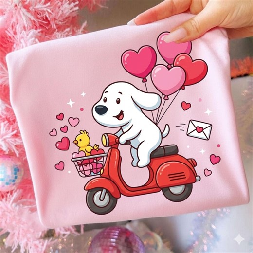 Valentines Day Cartoon Dog PNG, Whimsical Puppy Clipart for Sublimation, Kids Valentine Shirt Design, High Resolution Transparent Background - Etsy