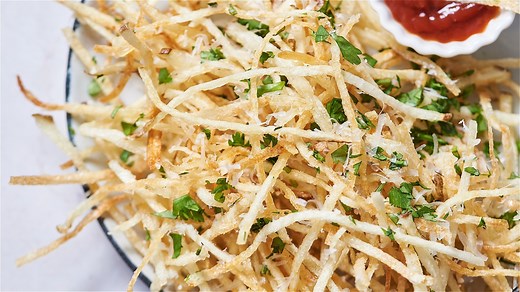 Shoestring Garlic Parmesan Fries Recipe - Tasting Table