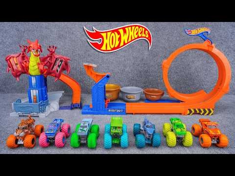 Hot Wheels Collection Unboxing Review ASMR | Hot Wheels Monster Truck Loop-And-Flip Trophy Challenge