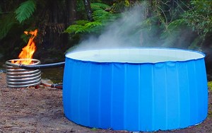 Salty Barrel portable outdoor wood fired hot hub