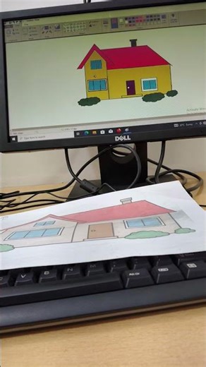 first drawing 🤣#first class of computer🥹#enjoy painting 🥰