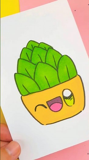 🌿 How to Draw a Kawaii Plant ✨ Step by Step