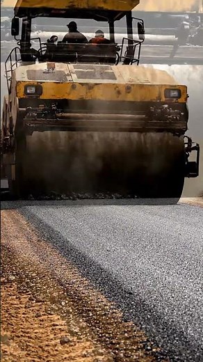 Satisfying Asphalt Compaction: Watch a Road Roller at Work! 🚧